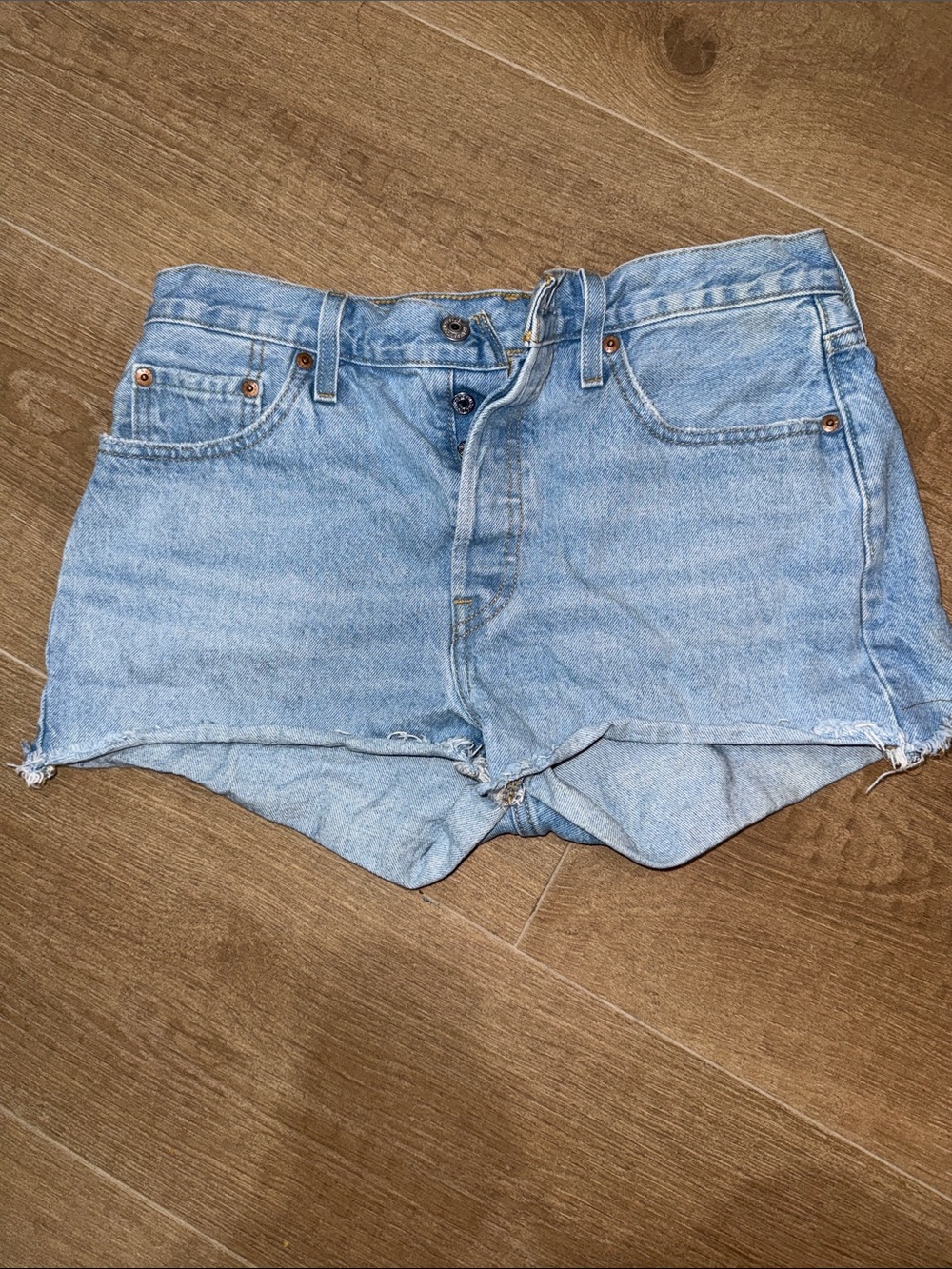 Levis 501 Light Blue Denim High-Waist Cutoff Shorts Size 29